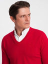 Ombre Clothing Červená Pánsky sveter s košeľovým golierom Ombre Oblečenie