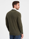 Ombre Clothing Zelená Pánsky košeľový sveter s golierom Ombre Oblečenie