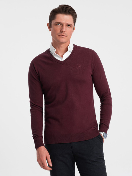 Ombre Clothing Vínová pánska košeľa golier sveter Ombre Oblečenie