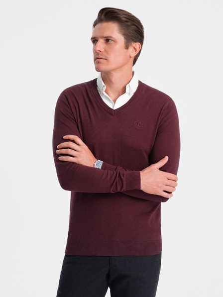 Ombre Clothing Vínová pánska košeľa golier sveter Ombre Oblečenie