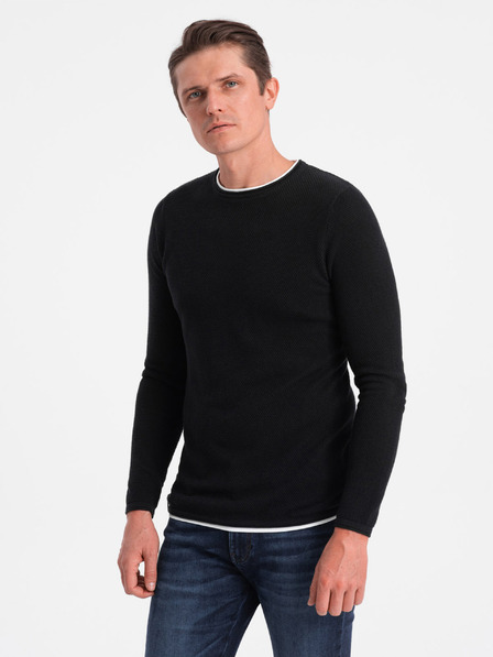 Ombre Clothing Čierny pánsky sveter Ombre Clothing