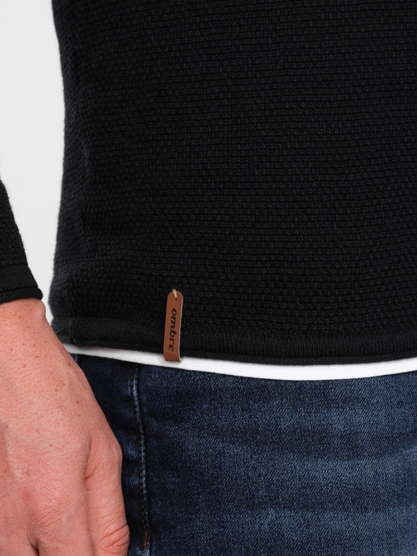 Ombre Clothing Čierny pánsky sveter Ombre Clothing