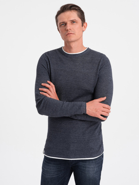 Ombre Clothing Tmavomodrý pánsky sveter Ombre Oblečenie
