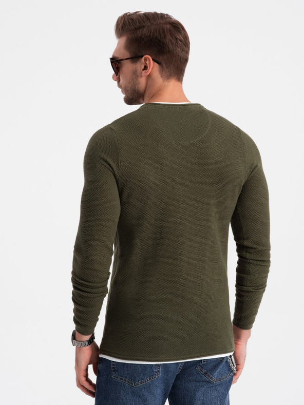 Ombre Clothing Khaki pánsky sveter Ombre Oblečenie