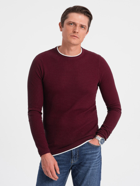 Ombre Clothing Pánsky bordový sveter Ombre Oblečenie