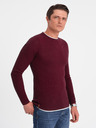 Ombre Clothing Pánsky bordový sveter Ombre Oblečenie