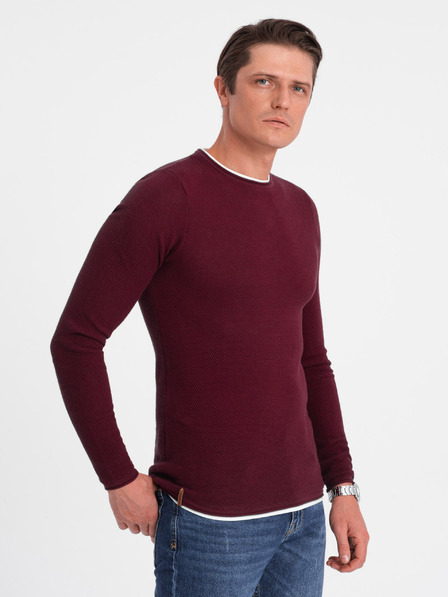 Ombre Clothing Pánsky bordový sveter Ombre Oblečenie