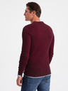 Ombre Clothing Pánsky bordový sveter Ombre Oblečenie