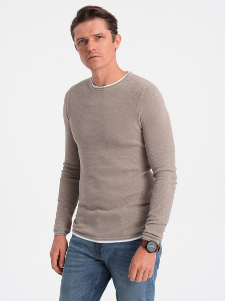 Ombre Clothing Béžový pánsky sveter Ombre Oblečenie