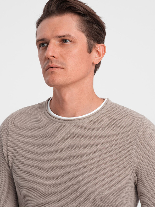 Ombre Clothing Béžový pánsky sveter Ombre Oblečenie