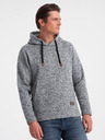 Ombre Clothing Šedá pánska žíhaná mikina Ombre Oblečenie
