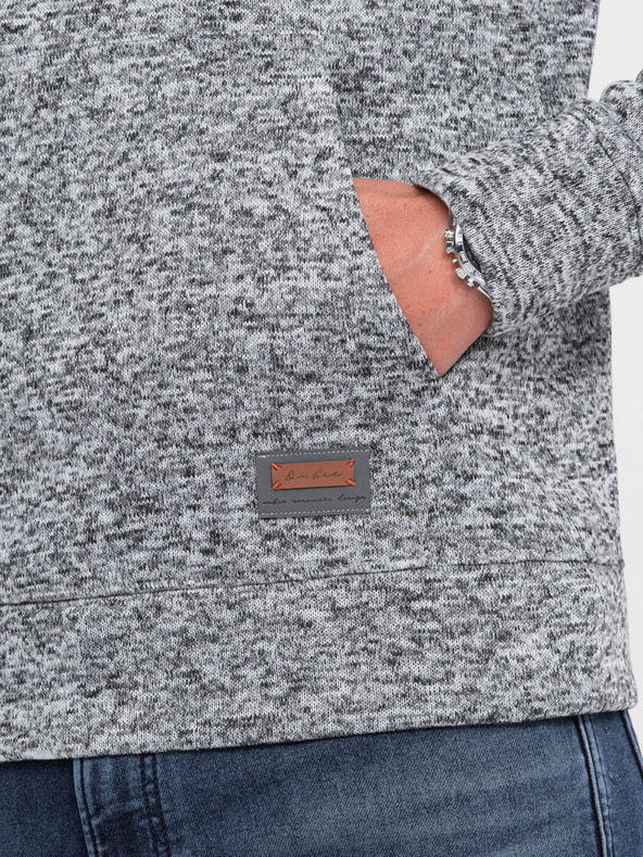 Ombre Clothing Šedá pánska žíhaná mikina Ombre Oblečenie