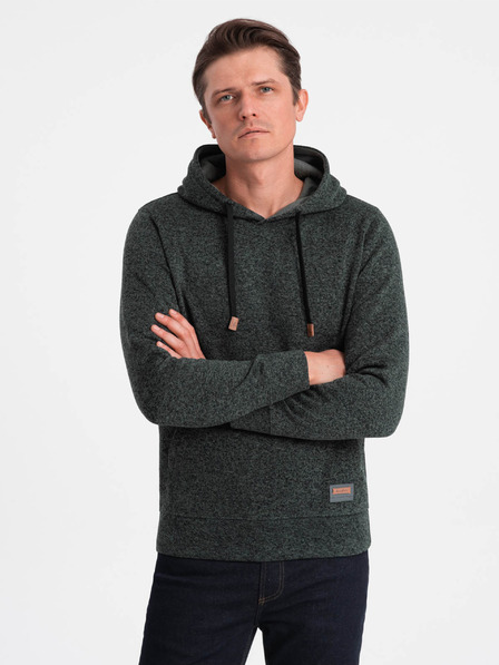 Ombre Clothing Tmavozelená pánska žíhaná mikina Ombre Clothing
