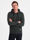 Ombre Clothing Tmavozelená pánska žíhaná mikina Ombre Clothing