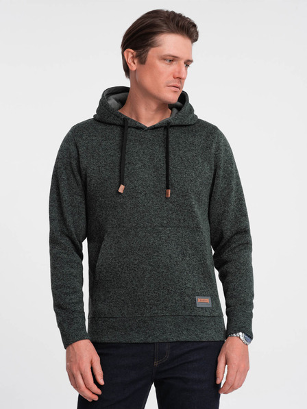Ombre Clothing Tmavozelená pánska žíhaná mikina Ombre Clothing
