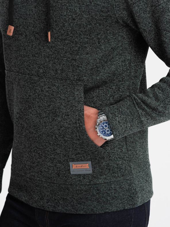 Ombre Clothing Tmavozelená pánska žíhaná mikina Ombre Clothing