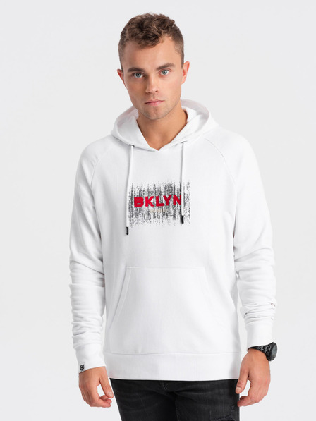 Ombre Clothing Biela pánska mikina s potlačou Ombre Clothing