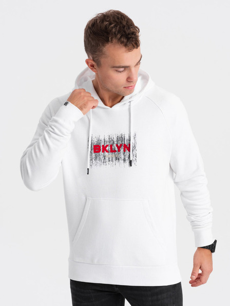 Ombre Clothing Biela pánska mikina s potlačou Ombre Clothing