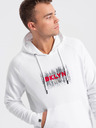 Ombre Clothing Biela pánska mikina s potlačou Ombre Clothing