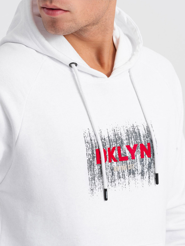 Ombre Clothing Biela pánska mikina s potlačou Ombre Clothing