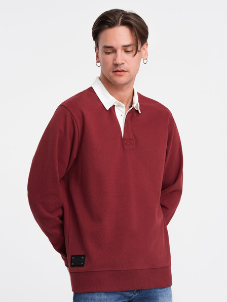 Ombre Clothing Pánska mikina s bordovým golierom Ombre Oblečenie