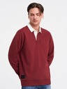 Ombre Clothing Pánska mikina s bordovým golierom Ombre Oblečenie