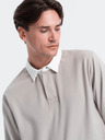 Ombre Clothing Svetlošedá Pánska mikina s golierom Ombre Oblečenie
