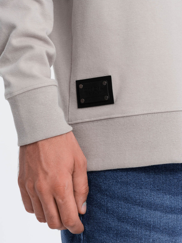 Ombre Clothing Svetlošedá Pánska mikina s golierom Ombre Oblečenie