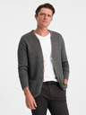 Ombre Clothing Šedý pánsky sveter s vreckami Ombre Oblečenie