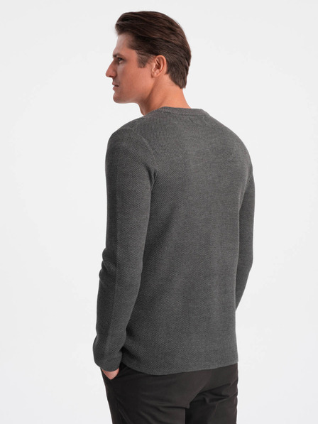 Ombre Clothing Šedý pánsky sveter s vreckami Ombre Oblečenie