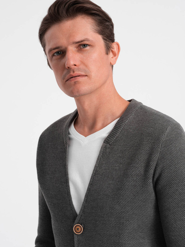 Ombre Clothing Šedý pánsky sveter s vreckami Ombre Oblečenie