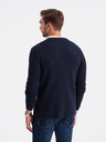 Ombre Clothing Tmavomodrý pánsky sveter s vreckami Ombre Clothing