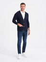 Ombre Clothing Tmavomodrý pánsky sveter s vreckami Ombre Clothing