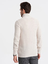 Ombre Clothing Krémový pánsky sveter s golierom Ombre Oblečenie