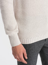 Ombre Clothing Krémový pánsky sveter s golierom Ombre Oblečenie