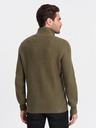 Ombre Clothing Khaki pánsky sveter s golierom Ombre Clothing