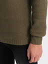 Ombre Clothing Khaki pánsky sveter s golierom Ombre Clothing
