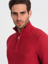 Ombre Clothing Červený pánsky sveter s golierom Ombre Oblečenie