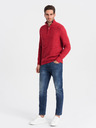Ombre Clothing Červený pánsky sveter s golierom Ombre Oblečenie