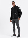 Ombre Clothing Čierna pánska prešívaná bombera Ombre Oblečenie