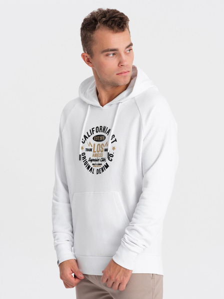 Ombre Clothing Biela pánska mikina s potlačou Ombre Clothing