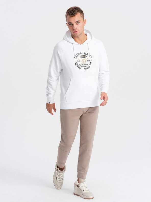 Ombre Clothing Biela pánska mikina s potlačou Ombre Clothing