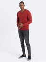 Ombre Clothing Červený pánsky základný sveter s výstrihom do V Oblečenie Ombre