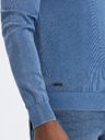 Ombre Clothing Modrý pánsky základný sveter s výstrihom do V Oblečenie Ombre
