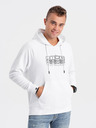 Ombre Clothing Biela pánska mikina s kapucňou Ombre Oblečenie