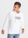 Ombre Clothing Biela pánska mikina s kapucňou Ombre Oblečenie