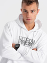 Ombre Clothing Biela pánska mikina s kapucňou Ombre Oblečenie