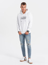 Ombre Clothing Biela pánska mikina s kapucňou Ombre Oblečenie