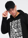 Ombre Clothing Čiernobiela pánska mikina s kapucňou a potlačou Ombre Clothing