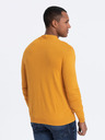 Ombre Clothing Horčicový pánsky základný sveter so stojacím golierom Ombre Clothing